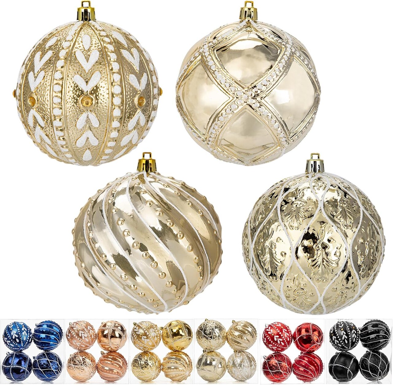 Christmas Balls 3.94" Champagne Shatterproof Plastic Ornaments (Champagne)